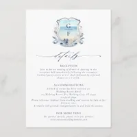 Elegant Beach Crest Monogram Wedding Details Enclosure Card