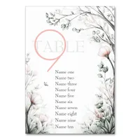 Whimsical Delicate Blush Floral Branch  Table Number