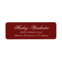 Elegant Garnet Red and White Wedding Address Label