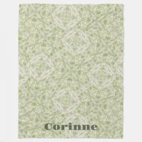 Monogram Name Sage Green Pattern | Fleece Blanket