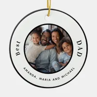 Father dad black white names photo modern ceramic ornament