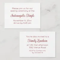Red Script Temple Sealing & Meal Invitation