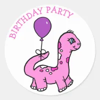 Whimsical Dinosaur Birthday Party Classic Round Sticker