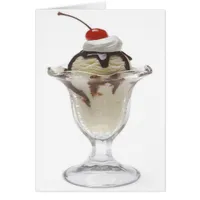 Chocolate Ice Cream Sundae Blank Card