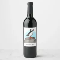 Cute Hand drawn Puffin Wine Label