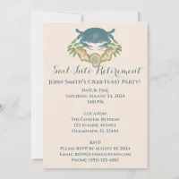 Elegant Crab Feast-Watercolor Blue Crabs, Seashell Invitation