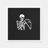 Skeleton Heart Hands Sign Halloween Costume Retro  Napkins