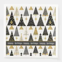 Black Gold Christmas Merry Pattern#25 ID1009 Paper Dinner Napkins