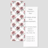Pink Roses Save the Date Promotional Valentine's Bookmarks