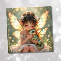 Fairy and Dragon Ethereal Girl's Color Me Birthday Card