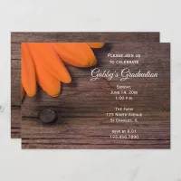 Rustic Orange Daisy Graduation Barn Party  Invitation