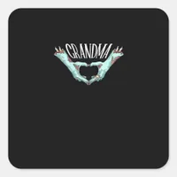 Grandma Zombie Hand Heart Halloween Costume Family Square Sticker