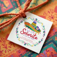 Floral Fiesta Sombrero Baby Shower Favor Tags