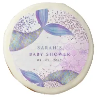 Purple Glitter Mermaid Baby Shower  Sugar Cookie