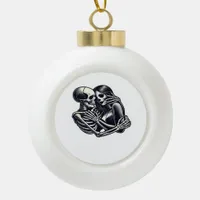 Till Death Do Us - Gothic Skeleton Couple Art Clas Ceramic Ball Christmas Ornament