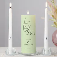 Romantic Quote Names Date Initial Lime Cream Green Unity Candle Set