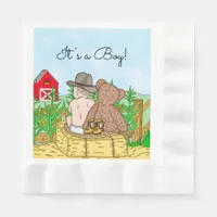 Lil' Cowboy and Teddy Bear Baby Shower    Napkins