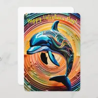 Colorful Happy Dolphin Valentines Day