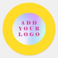 Yellow business logo classic round sticker