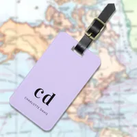 Violet lavender monogram name minimalist luggage tag