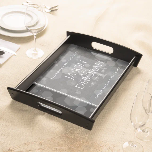 Elegant 4th Linen Wedding Anniversary Celebration Serving Tray