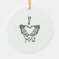 Skeleton Hands Making A Heart  Ceramic Ornament