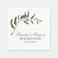 Simple Elegant Eucalyptus Branch Wedding Napkins