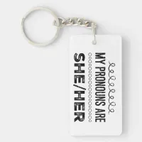 My Pronouns are She Her Grunge Doodles Keychain