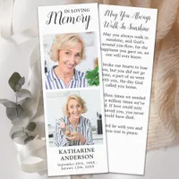Elegant Memorial Custom 2 Photo Funeral Prayer  Bookmarks