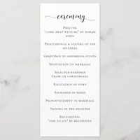 Black and White Calligraphy Wedding Program