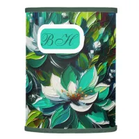 Green and White Floral Initial Monogram | Lamp Shade