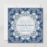 Folk + Bohemian Magic Navy Blue Wedding Invitation