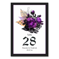 Gothic Shabby-Chic Black, Purple & Orange Wedding Table Number