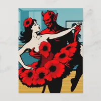 Devil Ballet With a Woman in a Red Floral Dress Postcard