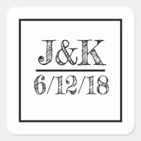 Personalized Black and White Wedding Stickers