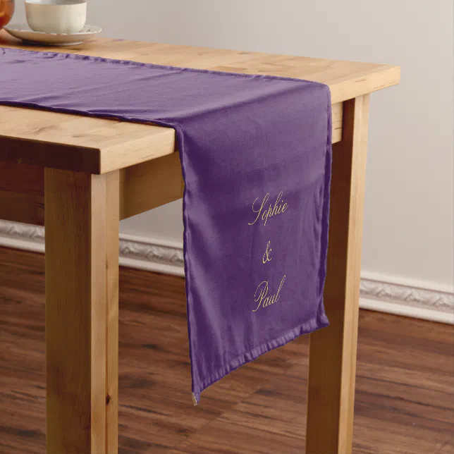 Purple Golden Beige Wedding Table Runner