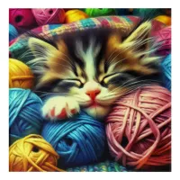 Cute Kitten Sleeping under a Blanket Acrylic Print