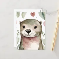 Adorable Watercolor Otter Postcard