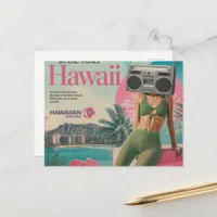 Surreal Sexy Boombox Hawaii Woman Collage Postcard