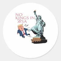 No Kings In USA Statue Of Kicking Out Fump Classic Classic Round Sticker