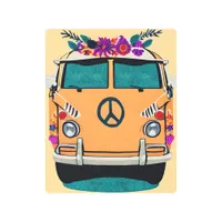 Floral Retro Hippie Van Vintage Art