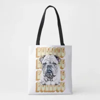 English Bulldog with Retro Font Tote Bag