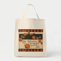 Vintage Smiling Halloween Jack o'Lanterns Tote Bag