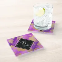 Elegant 47th Amethyst Wedding Anniversary Glass Coaster