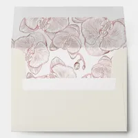 Elegant Ivory and Dusty Rose Orchid Lined Wedding  Envelope