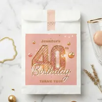 Rose Gold Glam 40th Birthday Thank You Favor Bag
