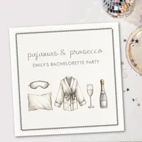 Pajamas & Prosecco Personalized Bachelorette Party Napkins