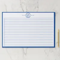 Modern Blue Monogram Name To Do List Paper Pad