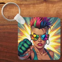 LGBT Lesbian Mohawk Uppercut Pop Art Keychain