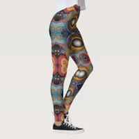 Aztec art,  vibrant, reflecting the culture leggings